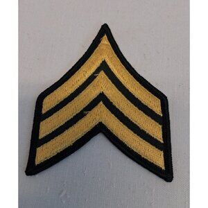 US Army E5 Sergeant Chevron Patch OD Gold Stripes Vietnam Era 3" x 4" NOS
